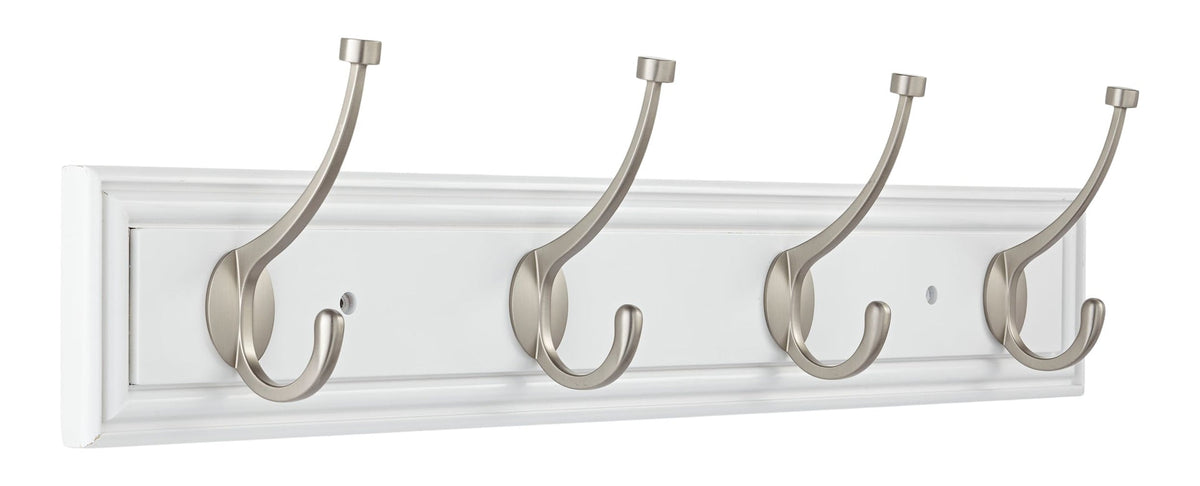 Galena Stainless Steel 4-Hook Pill Top Rail, White/Silver, 27-in