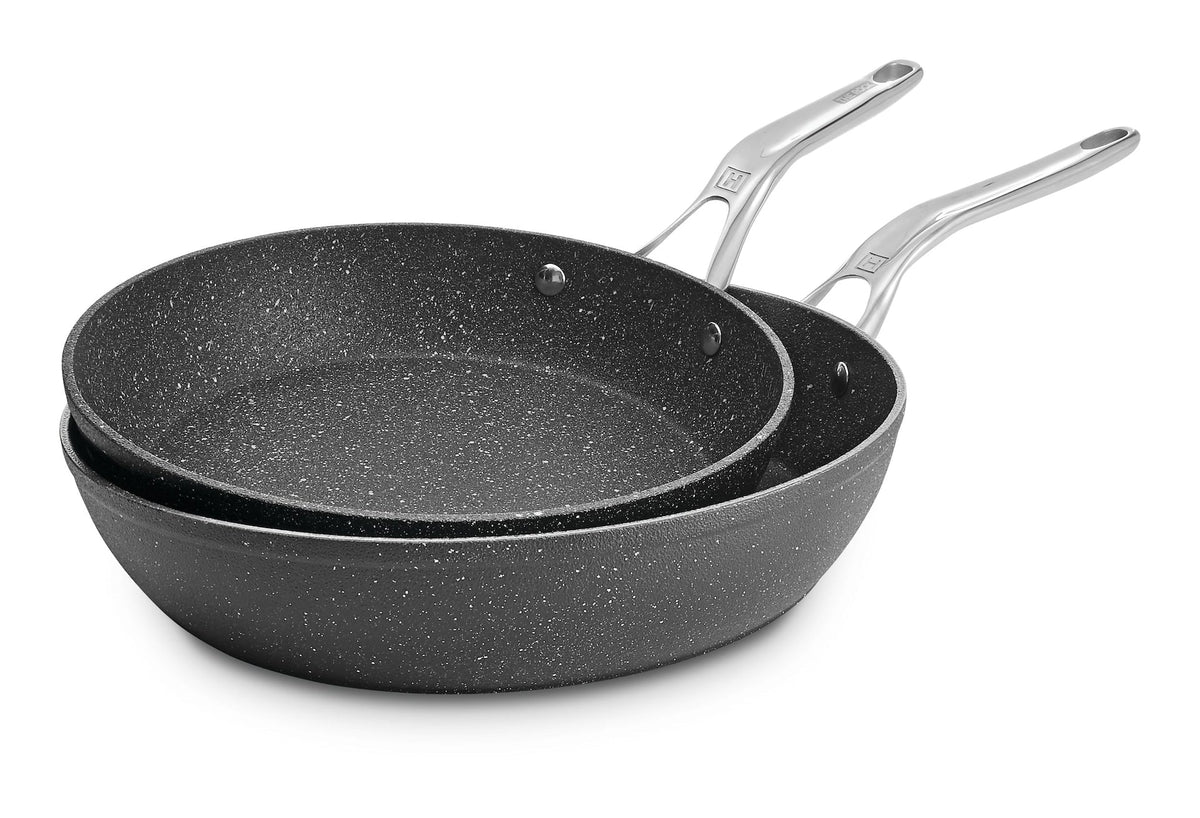 The Rock Frying Pan, Non-stick, Dishwasher & Oven Safe, 26cm & 30cm, Black, 2-pk
