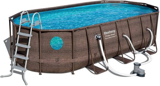 Power Steel 18' x 9 'x 48' above ground swimming pool Set with metal frame home swimming pool sand filter pump, skimmer and vacuum D4644