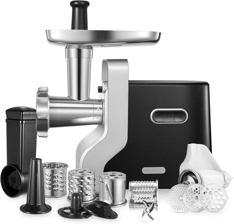Meat Grinder Heavy Duty, 3000W Max Ultra Powerful, 5 in 1 HOUSNAT Multifunction Electric Meat Grinder, Sausage Stuffer, Slicer/Shredder/Grater, Kubbe & Tomato Juicing Kits, Home Kitchen Use V4497