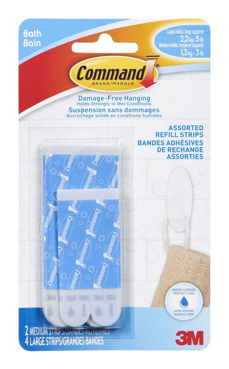 Command Bathroom Refill Strips, Assorted Sizes E7690