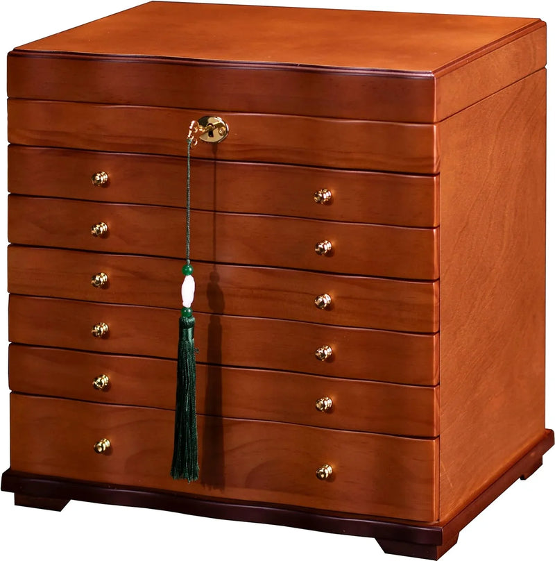 Wooden Jewelry Box,jewelry boxes for women large jewlrey box&organizers with necklace hanger,jewerly organizer,jewelry holder organizer,9-layer large capacity jewelry storage box O313