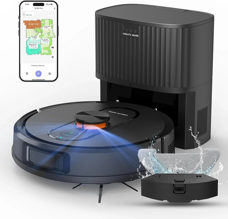 Robot Vacuum and Mop with Self-Emptying, 5000Pa Robotic Vacuum with LiDAR Navigation, Mapping, 60-Day Hands-Free Cleaning, No-Go Zones,Wi-Fi/App/Alexa Control, Ideal for Pet, Hard Floors, Carpet L2874