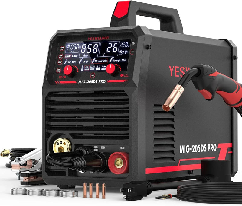 MIG Welder,110V Flux Core Welder Flux Core MIG/Lift TIG/Stick 3-in-1 Large LED Digital Display Welding Machine IGBT Inverter Welder FLUX-135PRO A49