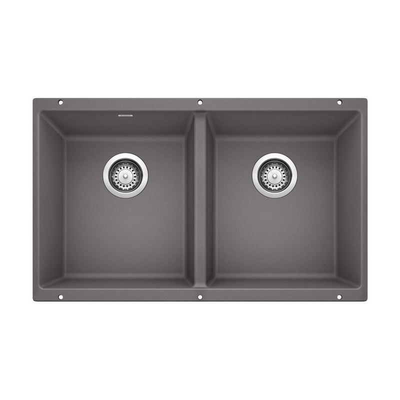 Precis 29-in 50/50 Double Bowl Undermount Kitchen Sink, Cinder F197