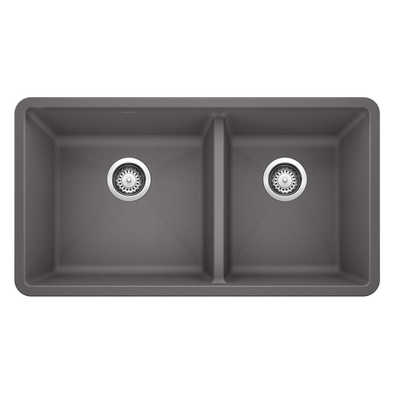 Precis 33-in 60/40 Double Bowl Undermount Kitchen Sink, Cinder T2307