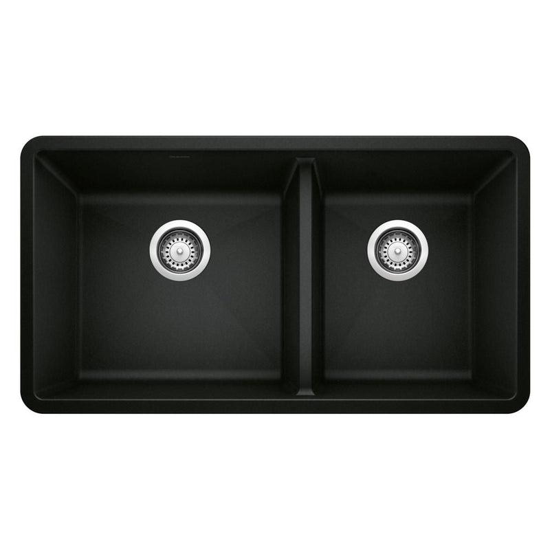 Precis 33-in 60/40 Double Bowl Undermount Kitchen Sink, Coal Black P4272