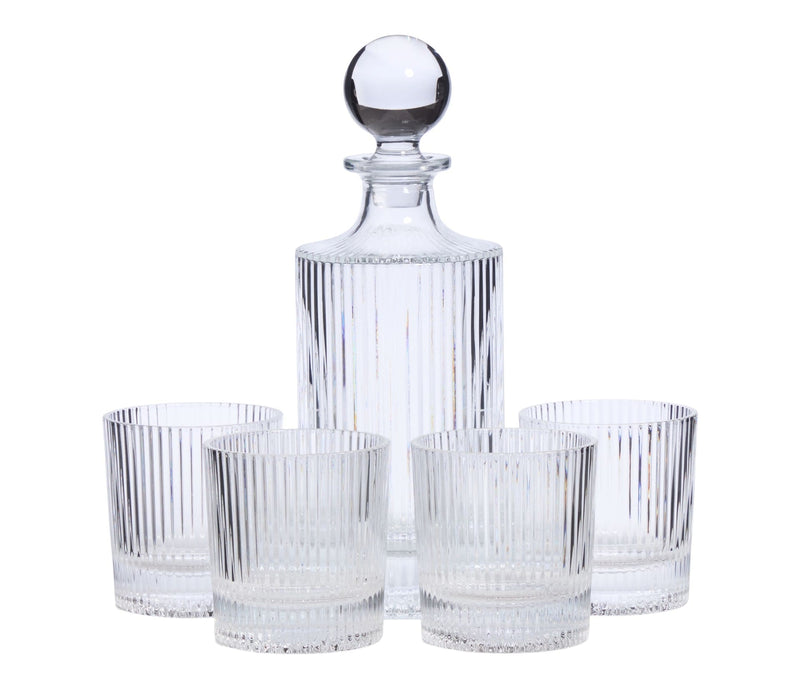 Fluted Decanter & Glasses Set, 5-pc P1675