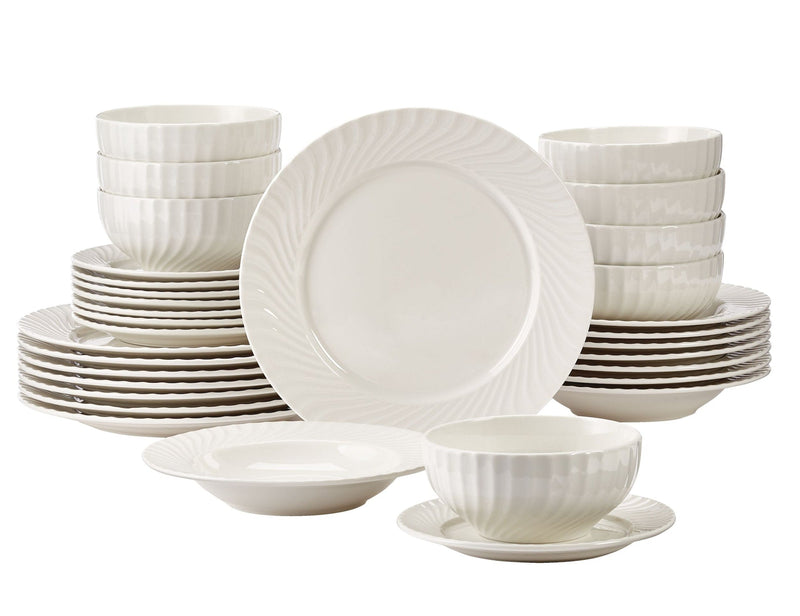Milliken Embossed Stoneware Dinnerware Set, Serves 8, 32-pc, White J2430