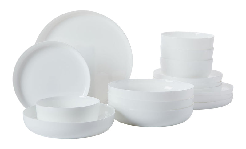 Opal Tempered Glass Modern Coupe Dinnerware Set, Serves 4, 16-pc T6105