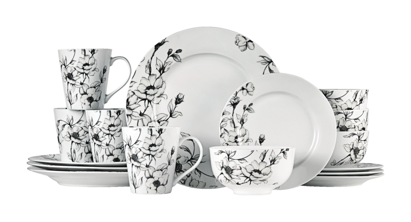 Wild Rose Porcelain Dinnerware Set, Serves 4, 16-pc, White M7274