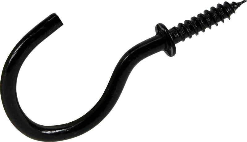 Mug Cup Hook, Half Hook Half Screw, Black, 7/8-in, 8-pk I7807