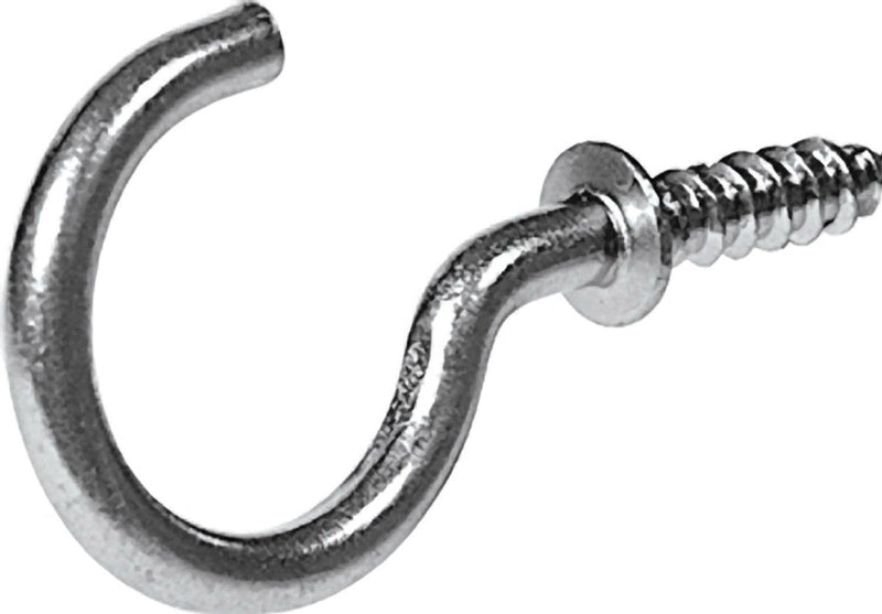 Steel Vinyl Mug Cup Hooks, Screw-In, Nickel-Plated, 7/8-in, 8-pk H8633