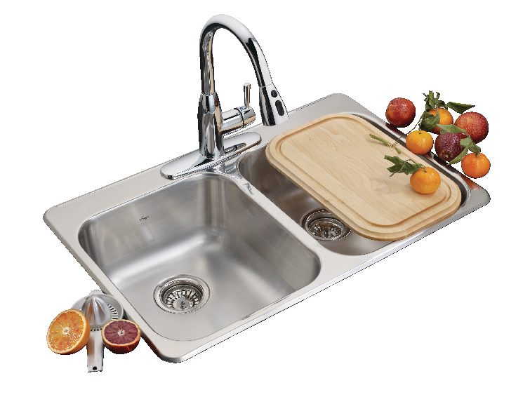 Drop In Double Bowl 3-Hole Kitchen Sink, 31.25-in LR x 20.5-in FB, Stainless Steel P4805