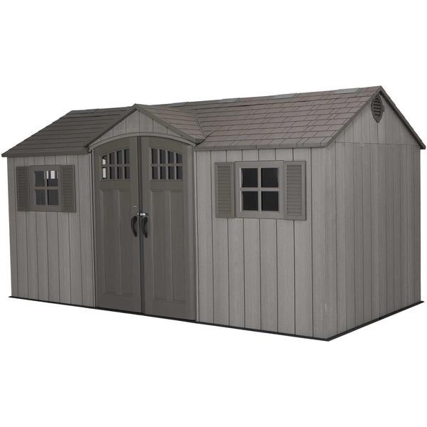 Outdoor Storage Shed with Dual Side Entry, Dark Grey Roughcut, 15 x 8-ft R2996