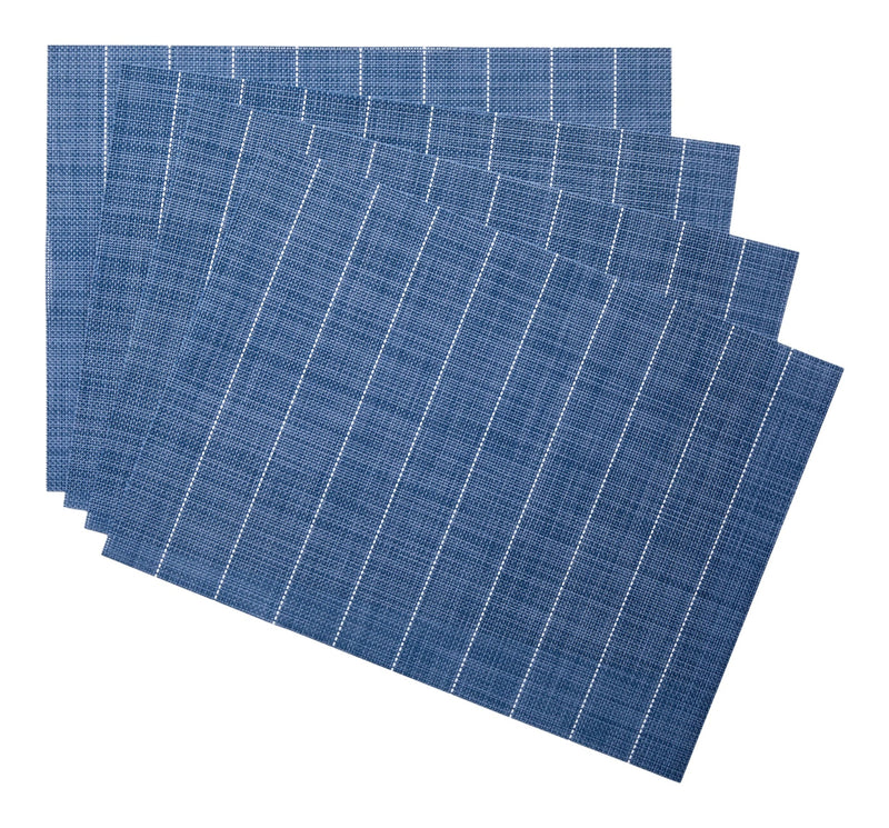 Blue Striped Woven Textilene Placemats, 13-in x 18-in, 4-pk I6543