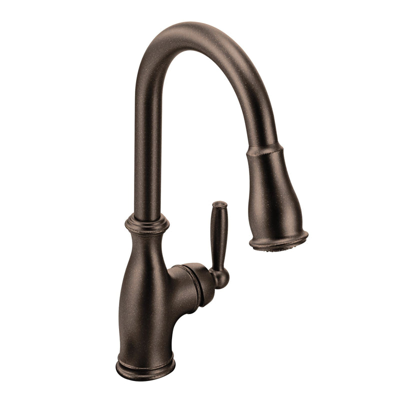 Brantford Single Handle High Arc Pull Down Kitchen Faucet with Power Clean, Oil Rubbed Bronze E9307