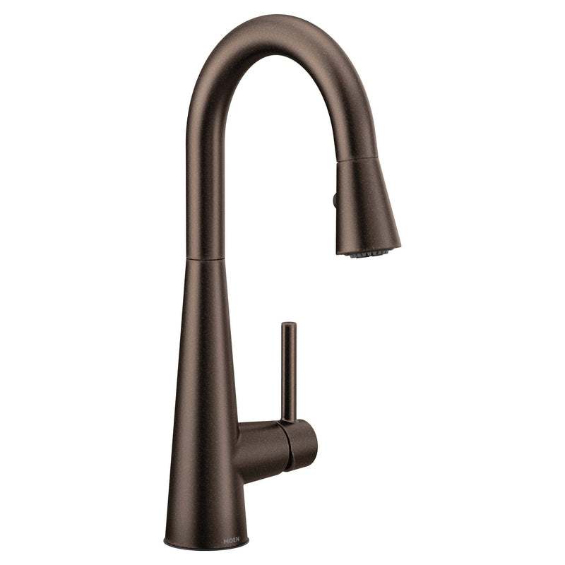 Sleek Single Handle High Arc Pull Down Sprayer Kitchen Faucet, Oil Rubbed Bronze D8579