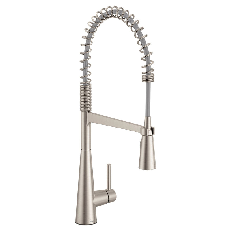 Sleek Single Handle Pre-Rinse Spring Pull Down Spot-Resist Kitchen Faucet, Stainless Steel I2187