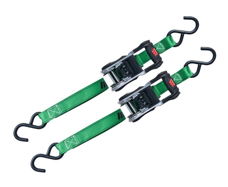 1,500-lb Ratchet Tie Down Straps, with Padded Handle, 1-in x 10-ft, 2-pk L4588