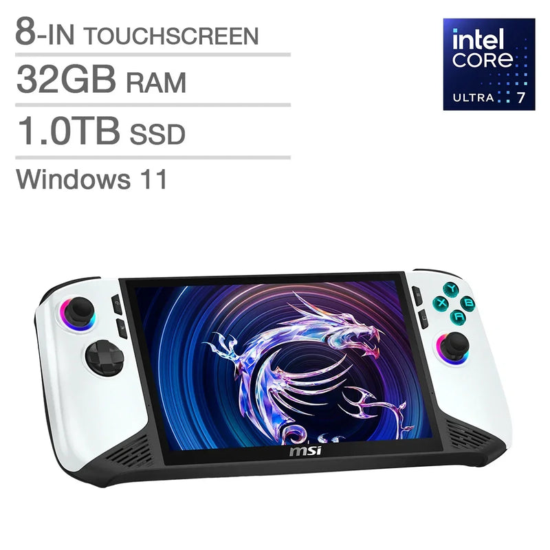 MSI CLAW 8 AI+ A2VM Polar Tempest Edition 8-in Touchscreen Handheld Gaming Computer, Intel Core Ultra 7 258V - 32GB RAM, 1TB SSD, Intel Arc C68