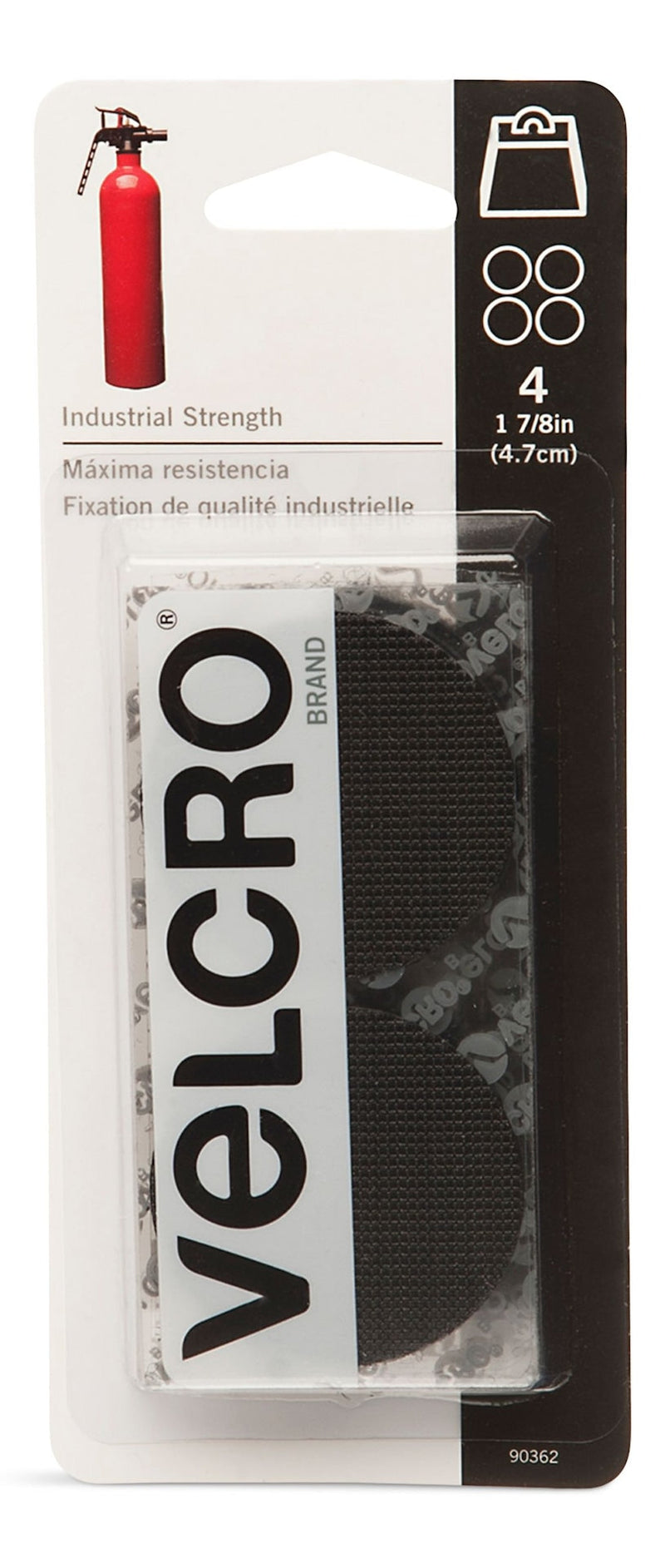 Hook-and-loop Industrial Strength Heavy Duty Adhesive Coins, Black, 7/8-in, 4-pk N2373